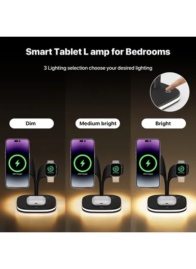 Magnetic Wireless Charger Foldable Charging Station Compatible with MagSafe for iPhone 16-12, Apple Watch &amp; AirPods YM-UD22 - Black