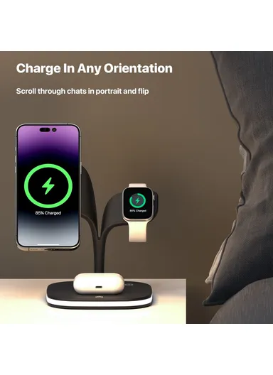 Magnetic Wireless Charger Foldable Charging Station Compatible with MagSafe for iPhone 16-12, Apple Watch &amp; AirPods YM-UD22 - Black