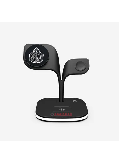 Magnetic Wireless Charger Foldable Charging Station Compatible with MagSafe for iPhone 16-12, Apple Watch &amp; AirPods YM-UD22 - Black