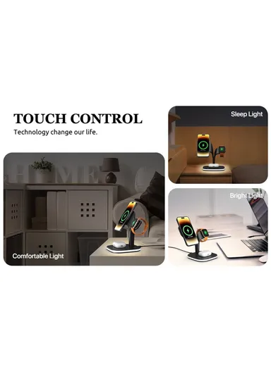 Magnetic Wireless Charger Foldable Charging Station Compatible with MagSafe for iPhone 16-12, Apple Watch &amp; AirPods YM-UD22 - Black