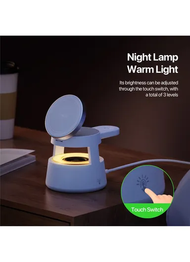 5-in-1 Magnetic Wireless Charger with Speaker Night Light for iPhone iWatch AirPods Charging Stand W23