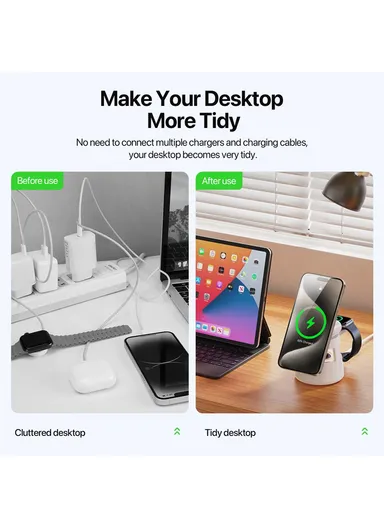 5-in-1 Magnetic Wireless Charger with Speaker Night Light for iPhone iWatch AirPods Charging Stand W23