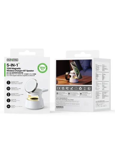 5-in-1 Magnetic Wireless Charger with Speaker Night Light for iPhone iWatch AirPods Charging Stand W23