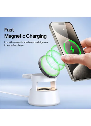 5-in-1 Magnetic Wireless Charger with Speaker Night Light for iPhone iWatch AirPods Charging Stand W23