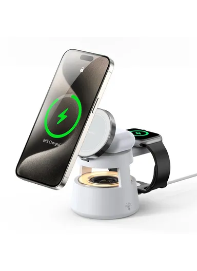 5-in-1 Magnetic Wireless Charger with Speaker Night Light for iPhone iWatch AirPods Charging Stand W23