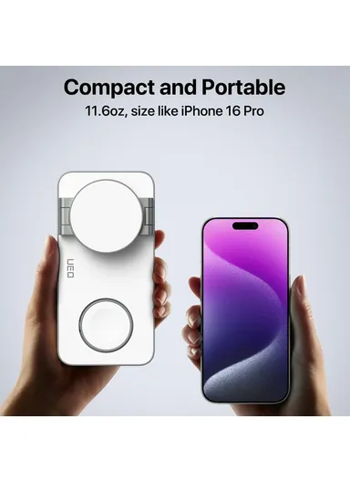 3-in-1 Wireless Charging Station Compatible with MagSafe Foldable Charger Stand for iPhone 15-12, Apple Watch &amp; Airpods T8 - White