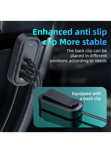 66W Extension Cord Design 5 Ports Charging Adapter 3 USB &amp; 2 Type-C Fast Charging Car Charger K5