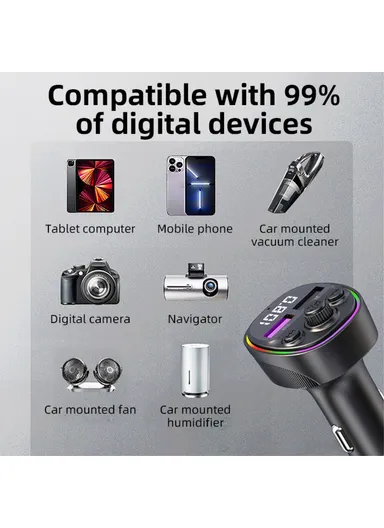 Dual USB 66W Super Fast Car Charger Digital Display Car Charger with MP3 Player Bluetooth-compatible FM Transmitter CS2 