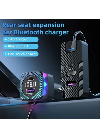 Multi-Port Rear Seat Extended Car Charger Super Fast Car Charger Support Bluetooth-compatible MP3 Play, FM Transmitter CS11