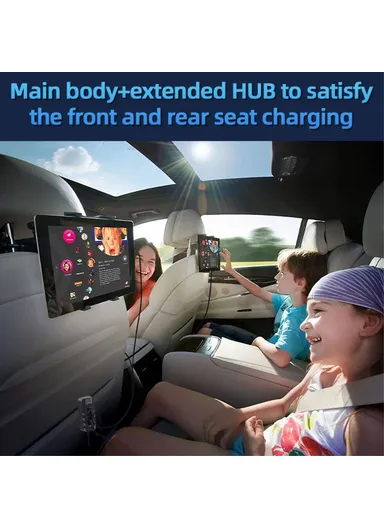Multi-Port Rear Seat Extended Car Charger Super Fast Car Charger Support Bluetooth-compatible MP3 Play, FM Transmitter CS11