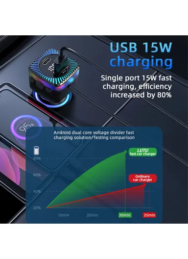 Multi-Port Rear Seat Extended Car Charger Super Fast Car Charger Support Bluetooth-compatible MP3 Play, FM Transmitter CS11