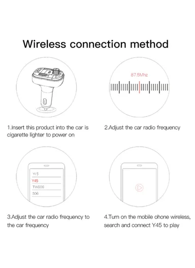 Bluetooth-compatible 5.0 Wireless FM Transmitter PD + QC 3.0 Dual USB Car Charger with Colorful Light Y45 