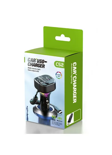 Car FM Transmitter Bluetooth-compatible Receiver MP3 Player Cigarette Lighter Car Charger C52