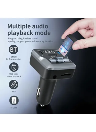 Multifunctional Car Charger FM Transmitter Bluetooth-compatible Player Adapter with Remote Control C66