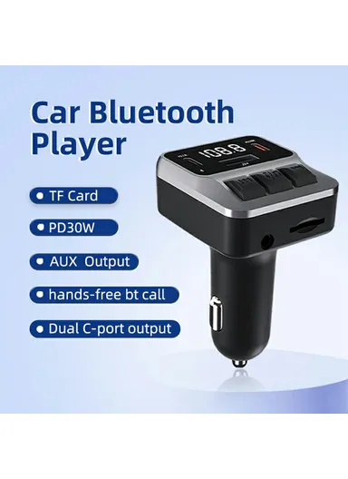 Car Bluetooth-compatible FM Transmitter with Dual Type-C Port PD 30W Fast Charging Adapter C65 