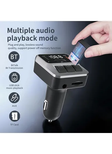 Car Bluetooth-compatible FM Transmitter with Dual Type-C Port PD 30W Fast Charging Adapter C65 