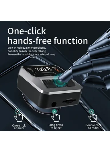 Car Bluetooth-compatible FM Transmitter with Dual Type-C Port PD 30W Fast Charging Adapter C65 