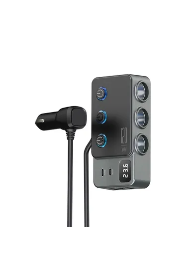 35W Fast Charging Car Charger 3 in 1 Cigarette Lighter Adapter 120W 5 USB Ports for Multiple Devices