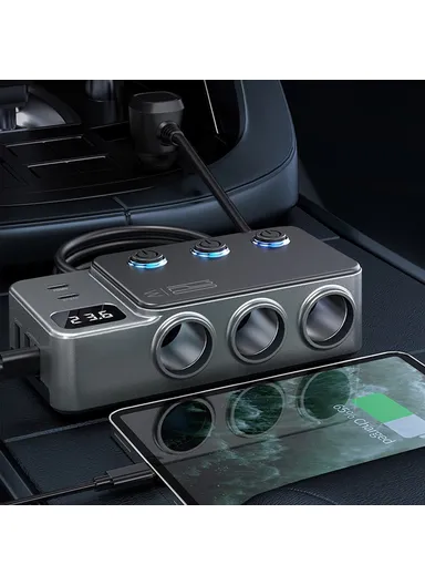 35W Fast Charging Car Charger 3 in 1 Cigarette Lighter Adapter 120W 5 USB Ports for Multiple Devices