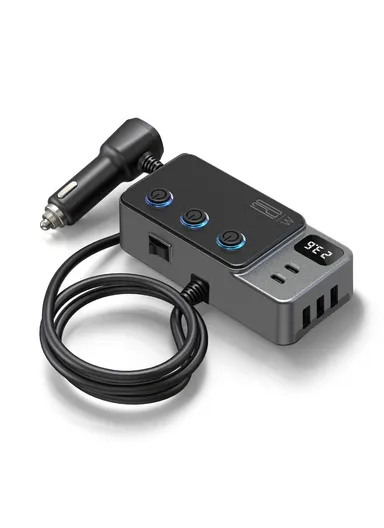 35W Fast Charging Car Charger 3 in 1 Cigarette Lighter Adapter 120W 5 USB Ports for Multiple Devices