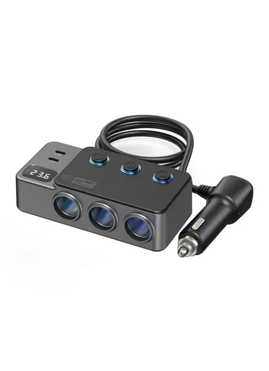 35W Fast Charging Car Charger 3 in 1 Cigarette Lighter Adapter 120W 5 USB Ports for Multiple Devices