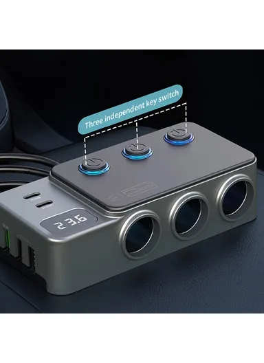 35W Fast Charging Car Charger 3 in 1 Cigarette Lighter Adapter 120W 5 USB Ports for Multiple Devices