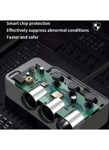 35W Fast Charging Car Charger 3 in 1 Cigarette Lighter Adapter 120W 5 USB Ports for Multiple Devices