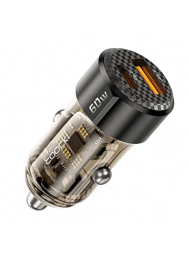 Car Charger 60W Dual Port USB-A and USB-C Fast Charging Adapter For Vehicle Use TQ-CC25A 