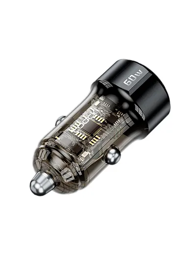 Car Charger 60W Dual Port USB-A and USB-C Fast Charging Adapter For Vehicle Use TQ-CC25A 