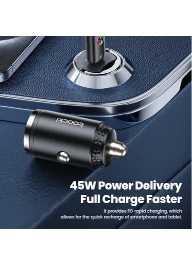 45W Car Charger USB-C Fast Charging Adapter Rhombus Design with Pull Ring TQ-CC34