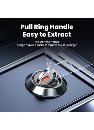 45W Car Charger USB-C Fast Charging Adapter Rhombus Design with Pull Ring TQ-CC34