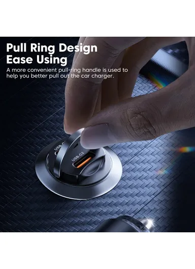 45W Car Charger Dual USB-C Fast Charging Adapter with Pull Ring TQ-CC34B