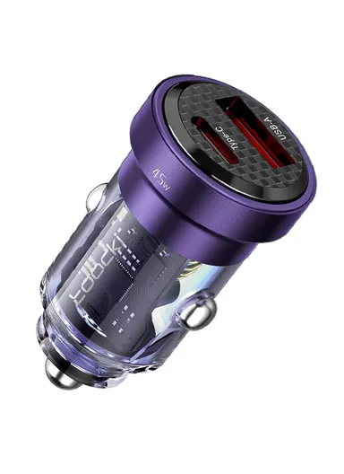 45W Car Charger USB A + Type C Dual Port Transparent Fast Charging Adapter TQ-CC11C