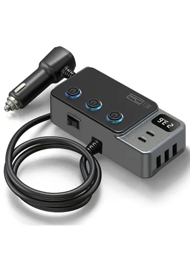 Car Charger High Power Fast Charging Voltage Display Cigarette Lighter Adapter GC06 