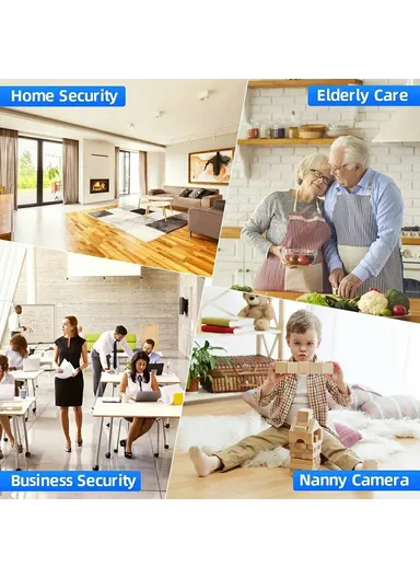 3 in 1 Wireless Charger Cell Phone Charging Stand with Night Light &amp; HD Motion Detection Camera Built-In 64GB - Black