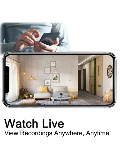 3 in 1 Wireless Charger Cell Phone Charging Stand with Night Light &amp; HD Motion Detection Camera Built-In 64GB - White