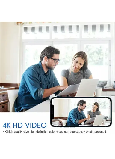 3 in 1 Wireless Charger Cell Phone Charging Stand with Night Light &amp; HD Motion Detection Camera Built-In 64GB - White