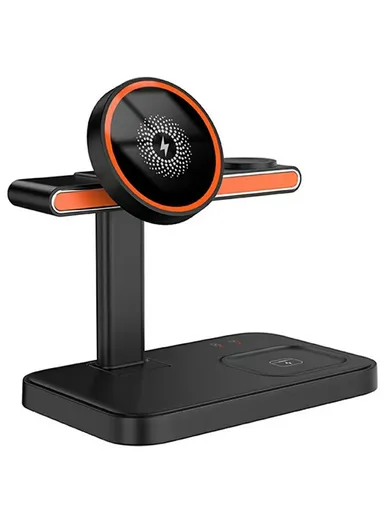 3 in 1 Magnetic Wireless Charger with WiFi 1080P Camera 15W Cell Phone Charging Stand - Black