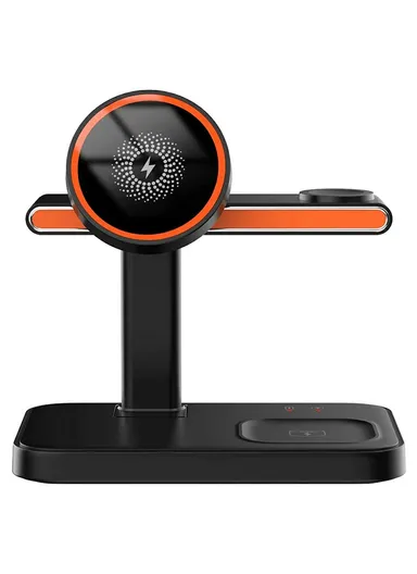 3 in 1 Magnetic Wireless Charger with WiFi 1080P Camera 15W Cell Phone Charging Stand - Black