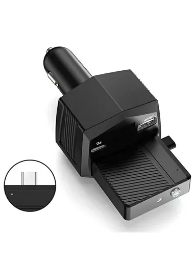 2 In 1 65W Fast Charging Car Charger Portable 2000mAh Power Bank with Flashlight for iOS Android - Type C Plug