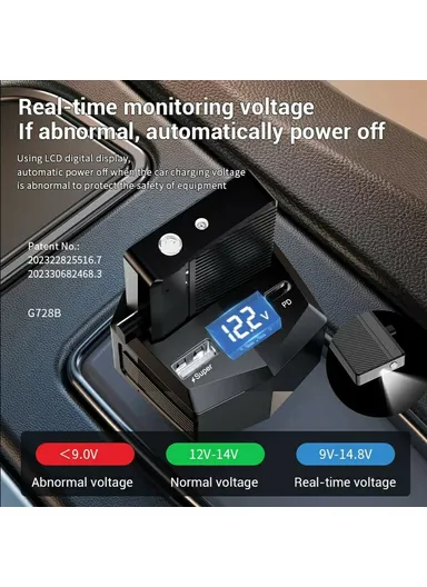 2 In 1 65W Fast Charging Car Charger Portable 2000mAh Power Bank with Flashlight for iOS Android - Type C Plug