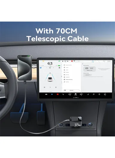 125W Fast Charging USB A + Type C Car Charger with Retractable Cable and iP Adapter Y71 