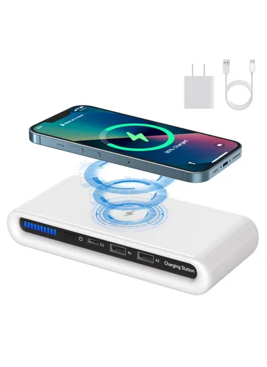 USB Multi-Port Wireless Charger 30W Fast Charging Station USB Charging Hub with Ambient Light N67 