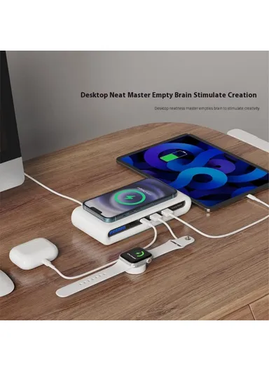 USB Multi-Port Wireless Charger 30W Fast Charging Station USB Charging Hub with Ambient Light N67 