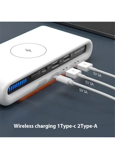 USB Multi-Port Wireless Charger 30W Fast Charging Station USB Charging Hub with Ambient Light N67 