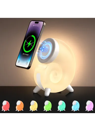 Magnetic Wireless Charging Stand Touch Control Conch Shape Multi-Color Night Light N70-C 