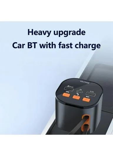 FM Transmitter Car Charger Voltage Display PD Fast Charging Adapter with iP / Type C Retractable Cables PT-21 