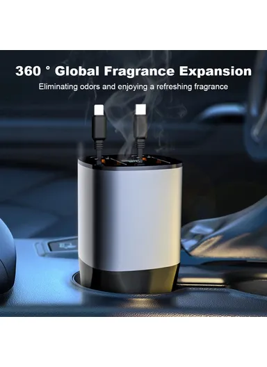 100W Fast Charger Built In Retractable iP / Type C Cables Charging Adapter with Air Freshener Pack PT-17 Car PD