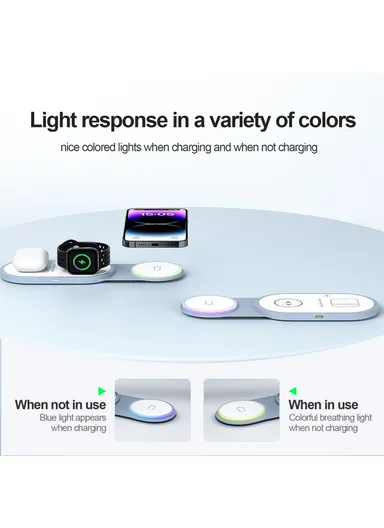3-In-1 15W Magnetic Wireless Charger for Cellphone, Earphone &amp; Apple Watch Portable Foldable Charging Pad I8 - White