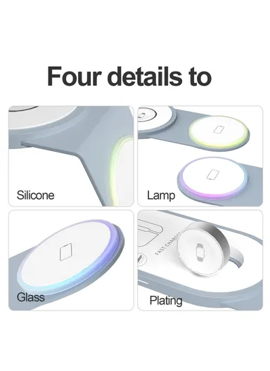 3-In-1 15W Magnetic Wireless Charger for Cellphone, Earphone &amp; Apple Watch Portable Foldable Charging Pad I8 - White